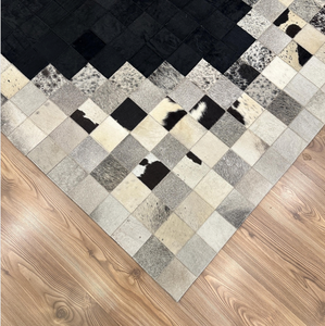 Alfombras Cuadradas de Cuero Vacuno con Diseño de Patchwork, Alfombras de Cuero Natural Hechas a Mano para Decoración de Sala de Estar, Venta al Por Mayor, OEM, ODM - Product Image 1