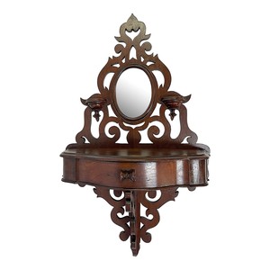 Estante de Pared de Caoba Hecho a Mano con Espejo - Inspirado en el Art Deco - Venta al por Mayor - Product Image 1
