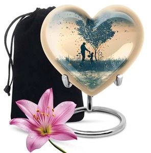 Urna de corazón de mamut de alta calidad-Urna conmemorativa y de honorario para cenizas de adultos con soporte y bolsa de terciopelo gratis - Product Image 6