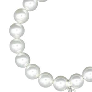 Bracelet élastique avec breloque en forme de bouclier de perle, couleur blanche, bijoux à la mode, accessoire cadeau, bracelet élégant en perles pour femmes, bijoux tendance - Product Image 2