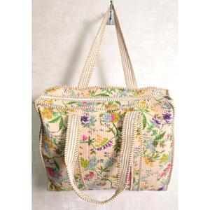 Bolso Tote Acolchado de Algodón Indio con Estampado Floral, Bolso de Hombro Boho para Mujer, Bolso de Compras Hecho a Mano - Product Image 3