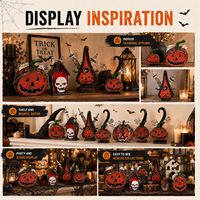 Decoraciones de Halloween de madera al por mayor: Calabaza rústica y casa de pájaros decorativa para exhibición minorista