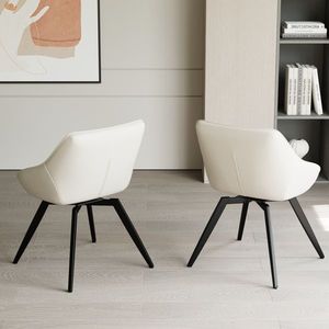 Set di 2 Sedie da Cucina Moderne in Stile Medievale, in PU con Gambe in Metallo Nero Decorative per Uso Domestico - Product Image 3