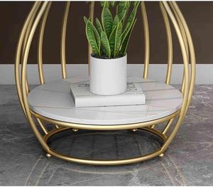 Modern Round Marble Top Space-Saving Coffee <b>Table</b> <b>with</b> Iron Frame Storage <b>Shelf</b> Living Room Furniture - Product Image 3