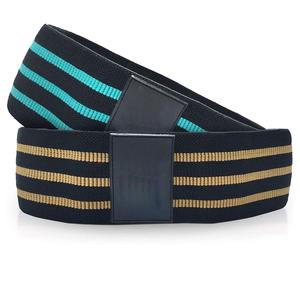 Nylon <b>Exercise</b> Resistance <b>Bands</b> Set Black with Turquoise and Gold Stripes Durable All Ages Workout Equipment - Product Image 1