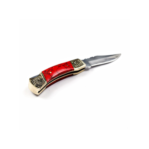 Cuchillo Plegable con Mango Rojo de PAK ENTERPRISES, con Empuñaduras Metálicas Decorativas, Hoja de Acero Inoxidable, Cuchillo de Bolsillo - Product Image 6