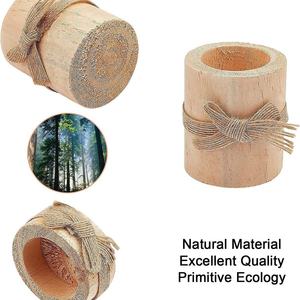 Rustic Style Handmade Round Wooden <b>Candle</b> Stand Unique Pillar <b>Taper</b> Candlestick Holder Home Table Centerpiece Living Room Decor - Product Image 3