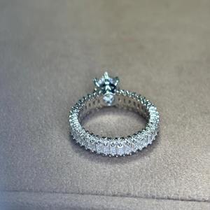 Round & Baguette Cut Moissanite Diamond <b>Ring</b> 925 Sterling Silver - Product Image 3