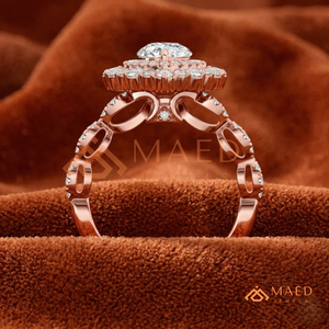 Elegant Rose <b>Gold</b> Pear Cut Double Halo Anniversary <b>Ring</b> Luxury Teardrop Moissanite Bridal <b>Ring</b> <b>Set</b> Custom Jewellery - Product Image 3