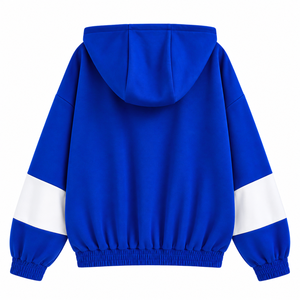 Zeta Phi Beta Sorority <b>Women's</b> Blue <b>White</b> Color Block Zip-Up Oversized Hoodie Greek Letter Embroidered Varsity <b>Sweatshirt</b> - Product Image 3