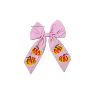 Pinza para el pelo de calabaza rosa bordada a mano con cuentas, diseño dulce de Halloween, accesorio para el pelo para mujer - Product Image 3