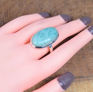 925 Sterling <b>Silver</b> <b>Ring</b> Natural Amazonite <b>Ring</b> Artisan Gemstone <b>Statement</b> <b>Ring</b> - Product Image 1