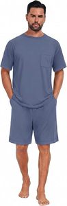 Conjunto de Camiseta de Manga Corta y Pantalones Cortos de Algodón Tejido de Color Sólido para Hombre, Talla Grande, Ropa Casual de Verano - Product Image 2