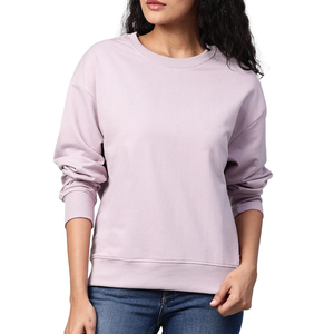Wholesale Custom Made <b>Women's</b> Sweatshirt 100% Cotton Casual Street Wear Solid <b>Pattern</b> Breathable Eco-Friendly Front Quick Dry - Product Image 1