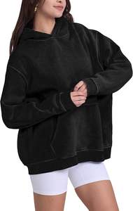 Sudadera con Capucha de Felpa de Algodón Grueso de 500 g/m², sin Cordones, de Hombros Caídos, Personalizable con Logotipo, para Mujer - Product Image 3