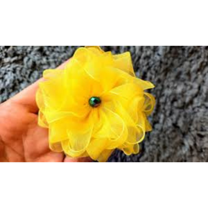 Supports en fer avec fleurs en tissu organza rose clair - Product Image 2