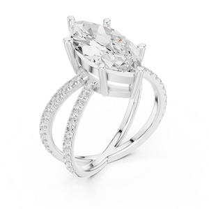 Classic <b>Split</b> Shank 14K Yellow Gold IGI Certified Lab Grown Diamond 3.5 CT Marquise Cut Anniversary Wedding Engagement Halo <b>Ring</b> - Product Image 3