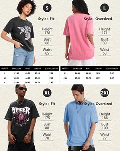 T-shirts amples imprimés délavés à l'acide, T-shirts graphiques streetwear vintage unisexe 100% coton, T-shirts oversize, vêtements d'été, hauts - Product Image 6