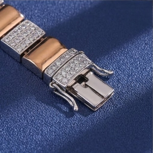 925 Silver Rose Gold Link <b>Bracelet</b> for Men and Women CZ Stone Stylish <b>Adjustable</b> Luxury Jewelry Accessory - Product Image 4
