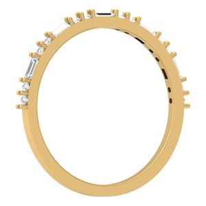 Bague de fiançailles en or 14 ct avec diamant baguette rond taille brillant Design simple Bague empilable élégante du fournisseur vérifié - Product Image 4