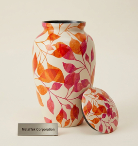 Handcrafted Metal Cremation Urn for Adult <b>Ashes</b> Large <b>Keepsake</b> Funeral Urns with Leaf Design Decorative Burial Vase Memorial Jar - Product Image 3