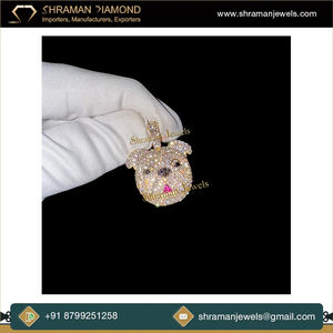 Custom SHRAMAN JEWELS 925 <b>Silver</b> Gold Plated Lab Grown Diamond Bull Dog Head Hip Hop Style Party Charm Fine Pendant <b>Necklace</b> - Product Image 2