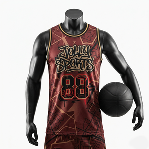 Camiseta de baloncesto para hombre, 180 GSM, poliéster, malla, color granate y negro, con logo personalizado, 100% algodón, corte holgado, estampada. - Product Image 1