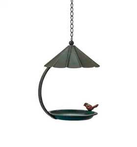 Vintage Cast Iron Metal <b>Bird</b> Bath Pedestal <b>Stand</b> Weather Resistant Outdoor Garden Terrace Birdbath Water Feeder Basin - Product Image 4