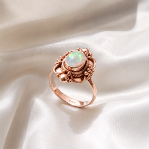 Natural Rajasthan Opal Oval Vintage Inspired Bezel Setting <b>Statement</b> <b>Ring</b> 925 Sterling <b>Silver</b> Rose Gold/Yellow Gold Plated - Product Image 3