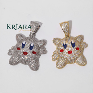 Bijoux en argent 925 plaqué or 18 carats avec un charmant pendentif unisexe pour un usage quotidien, diamants de laboratoire taille brillant ronde - Product Image 1