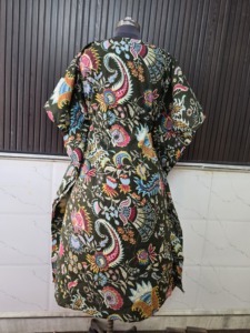 Vestido Kaftán de Algodón Ecológico con Estampado Digital Indio para Mujer, Largo, para Playa, con Cintura Natural, Ropa de Dormir, Camisón Maxi - Product Image 5