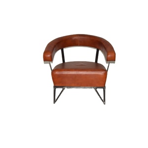Asiento de cuero grueso de hierro de estilo antiguo industrial único Salón Silla de baja altura Club Cafe Recepción - Product Image 1