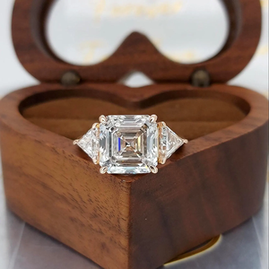 แหวนหมั้นเพชรทรง Asscher 5 กะรัต ทองคำแท้ 14K 10K สำหรับผู้หญิง เพชรเพาะเลี้ยงในห้องปฏิบัติการ รับรองโดย IGI เครื่องประดับสไตล์คลาสสิก - Product Image 1