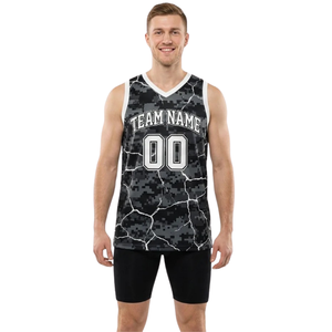 Conjunto de Baloncesto con Diseño Gráfico Crack para Hombre, Camiseta sin Mangas con Cuello en V, Nombre y Número del Jugador, Pantalones Cortos Ajustados, Conjunto de Dos Piezas, 100% Algodón - Product Image 1