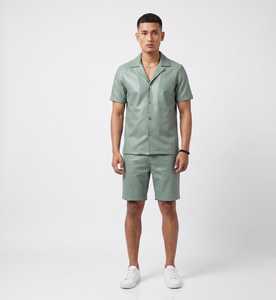 Women's Solid Green <b>Short</b> <b>Sleeve</b> <b>Button</b>-<b>Up</b> Collar Casual Tracksuit Breathable 100% Cotton Autumn Wear Skinny Fit Customizable - Product Image 4