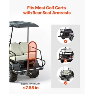 Porte-sac pour siège arrière de voiturette de golf, gain de place, 27,1 x 15,6 x 29,7 pouces, compatible avec la plupart des barres de maintien des voiturettes de golf - Product Image 2