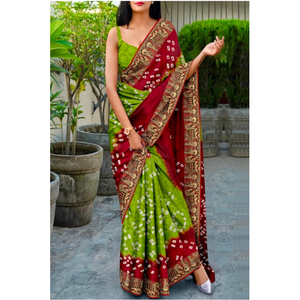 Pure <b>Viscos</b> Silk Bandhani Saree - Product Image 1