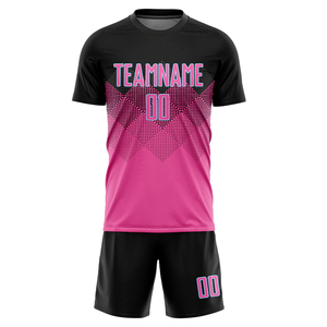 เสื้อฟุตบอลแบบยูนิเซ็กซ์สั่งทำพิเศษ พิมพ์ลายไล่เฉดสีชมพู-ดำ ป้องกันแบคทีเรีย ระบายเหงื่อได้ดี ทรงสปอร์ต แขนสั้น พร้อมชื่อผู้เล่น - Product Image 2