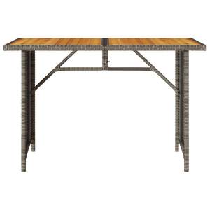 Table de Patio en Rotin Poly Gris avec Dessus en Bois 43.3 \ "x26.8 \" x27.6 \ "Tables d'Extérieur - Product Image 4