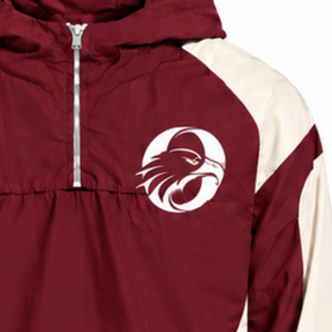 <b>Mens</b> <b>Burgundy</b> Neutral Color Block Hooded Jacket Lightweight Quarter Zip Windbreaker Pullover Casual Outdoor Activewear - Product Image 5