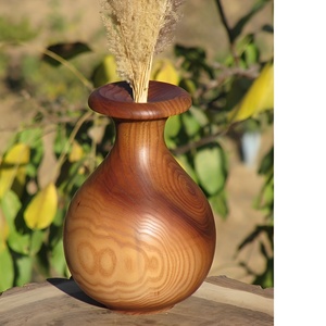 Elegant Modern Design Acacia Wood Handmade Flower Vases for Housewarming Decor - Product Image 1