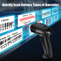 Lecteur de codes-barres laser sans fil Bluetooth YHDAA 1D, fonctionne avec les smartphones, tablettes, ordinateurs, compatible avec Windows, Android, iOS