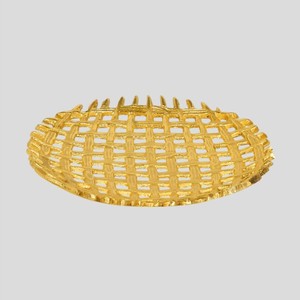 Plateau à fruits de luxe en aluminium doré – Plateau de service décoratif à motif en treillis pour table, collations et décoration intérieure - Product Image 2