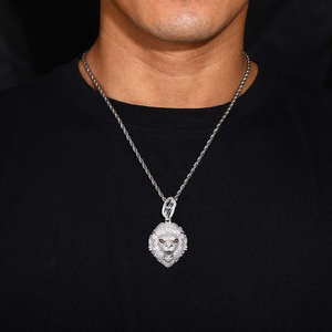 Colgante de Cabeza de León de Plata de Ley 925 Chapado en Oro con Moissanita, Estilo Hip Hop Iced Out, Collar de Animal, Joyería al por Mayor - Product Image 3