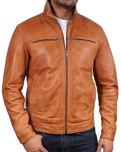 Blouson universitaire élégant et robuste en cuir véritable pour homme, avec fermeture éclair, col montant, capuche et doubles poches poitrine, en cuir de vachette, pour l'automne - Product Image 3