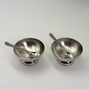 Ensemble de 2 bols à dessert en acier inoxydable de haute qualité, nouveau design, avec plateau en bois, vaisselle pour la maison, l'hôtel et les cadeaux de mariage - Product Image 5