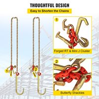 Chaîne de remorquage G80 de 5/16 x 10 pieds avec crochets en J, résistance à la rupture de 9260 lb, en acier allié, pour remorquage de camions