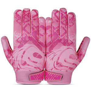 Gants de football américain personnalisés roses pour l'hiver, extérieur, avec grip adhésif, respirants, légers, à doigts complets, fermeture à cordon réglable, unisexe - Product Image 2