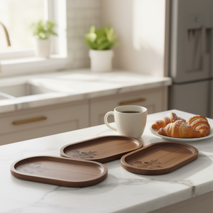 Wooden Printed Serving Tray <b>for</b> Breakfast Snacks Decorative <b>Kitchen</b> Dining Tray <b>for</b> Tea & Coffee - Product Image 3