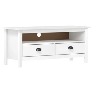 Supporto TV in legno di pino massiccio per 43.3 bianco "x 15.7" x 18.5 "Design elegante e durevole - Product Image 1